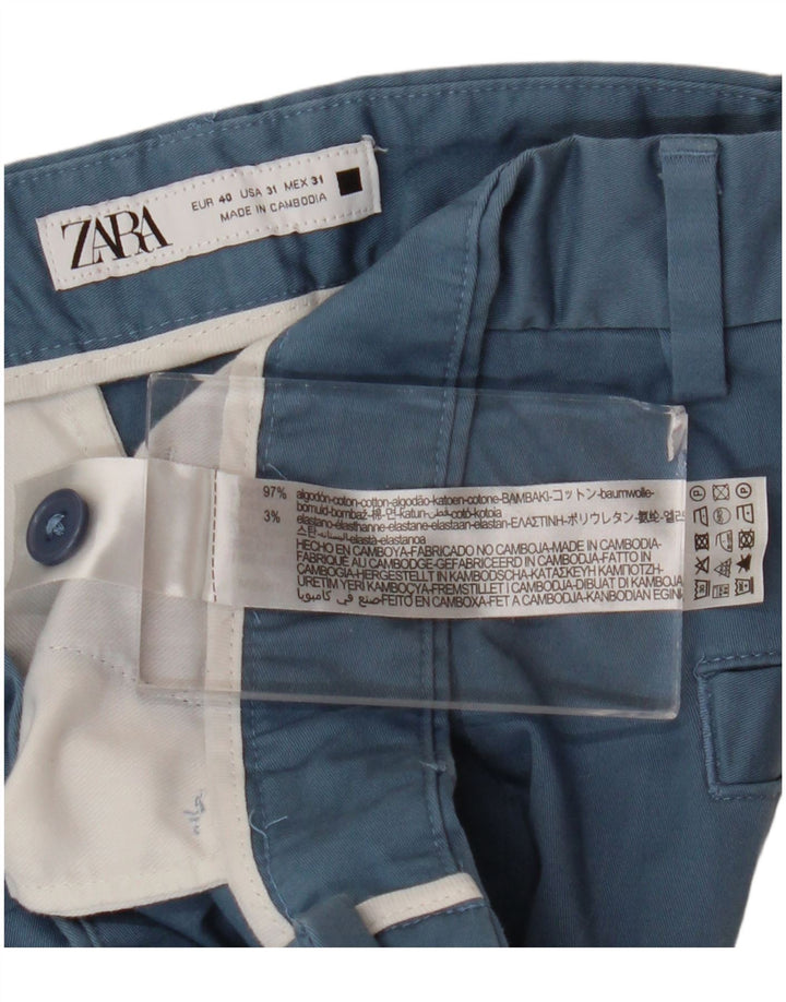 Zara Herren Chinoshorts EU 40 Medium W31 Blaue Baumwolle