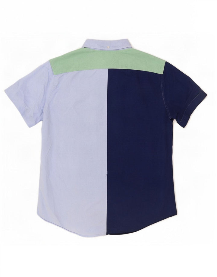 Tommy Hilfiger Herren-Kurzarmhemd, groß, Marineblau, Farbblock