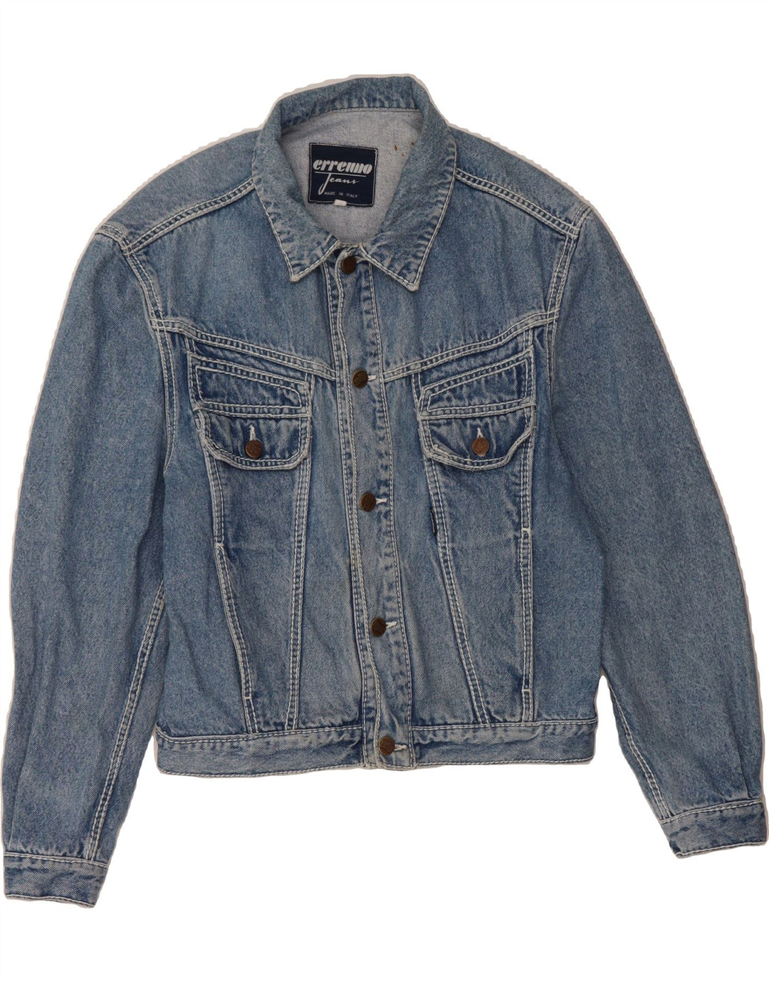 ERREUNO Womens Denim Jacket UK 10 Small Blue Cotton Vintage Erreuno and Second-Hand Erreuno from Messina Hembry 