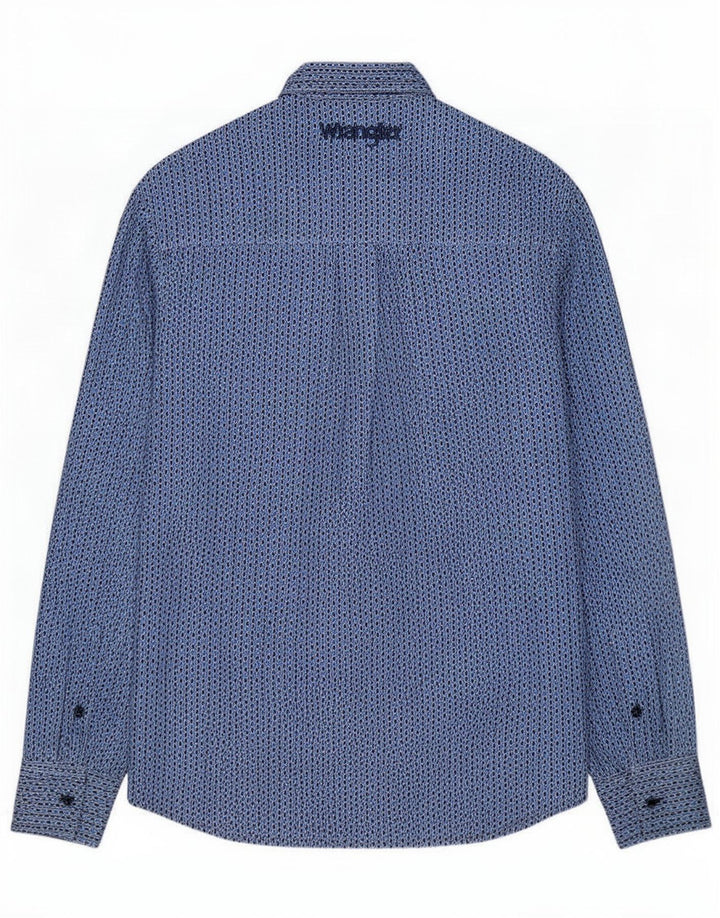 Wrangler Herrenhemd, klein, blau, geometrisch, Baumwolle