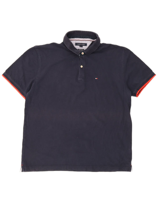 Tommy Hilfiger Mens Custom Fit Polo Shirt XL Navy Blue Cotton