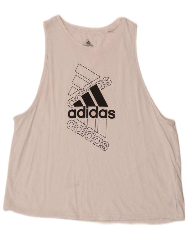 Adidas Damen Graphic Vest Top UK 16/18 Large Weiße Baumwolle
