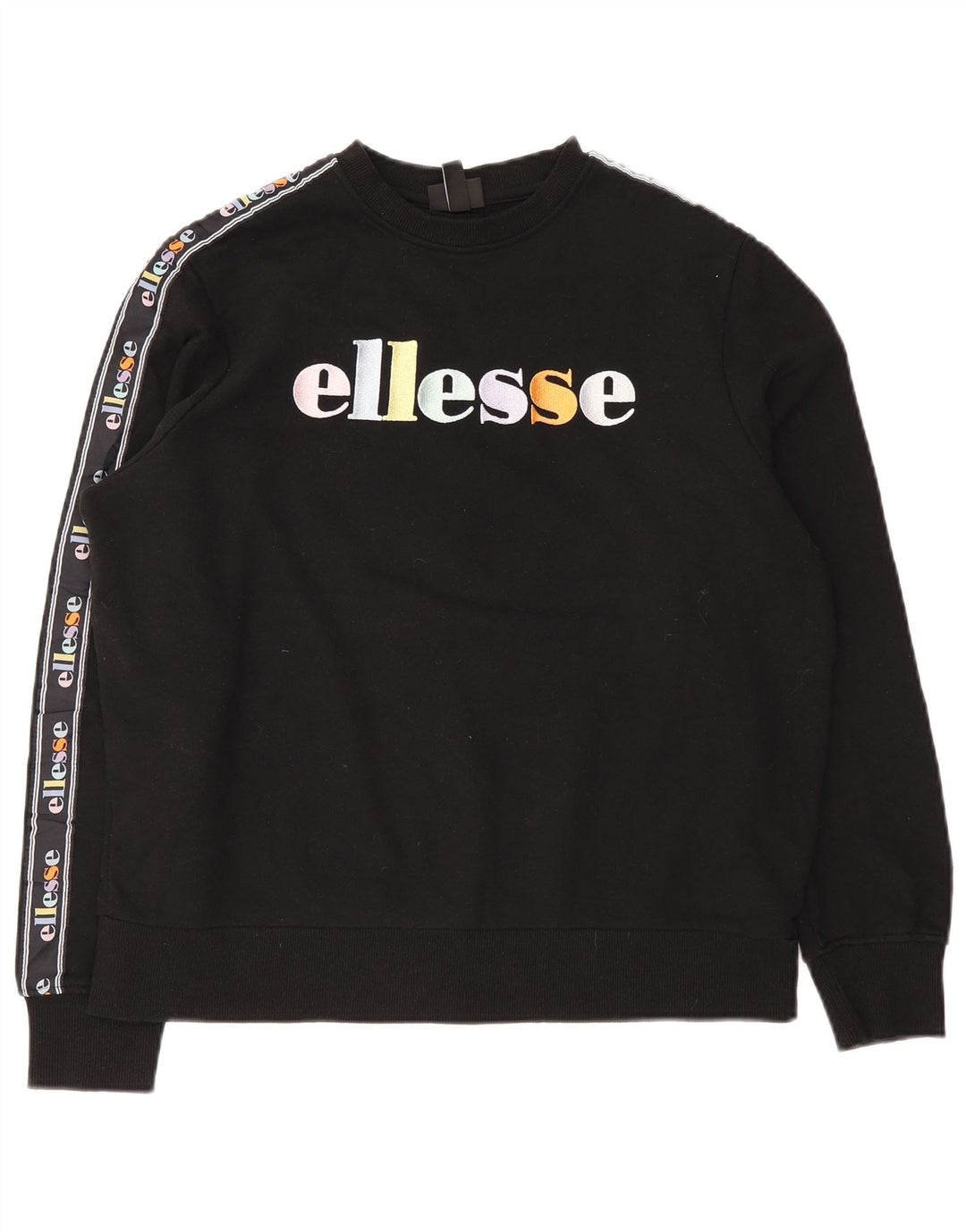 Ellesse Womens Graphic Oversized Sweatshirt Pullover UK 10 Small Schwarz Baumwolle
