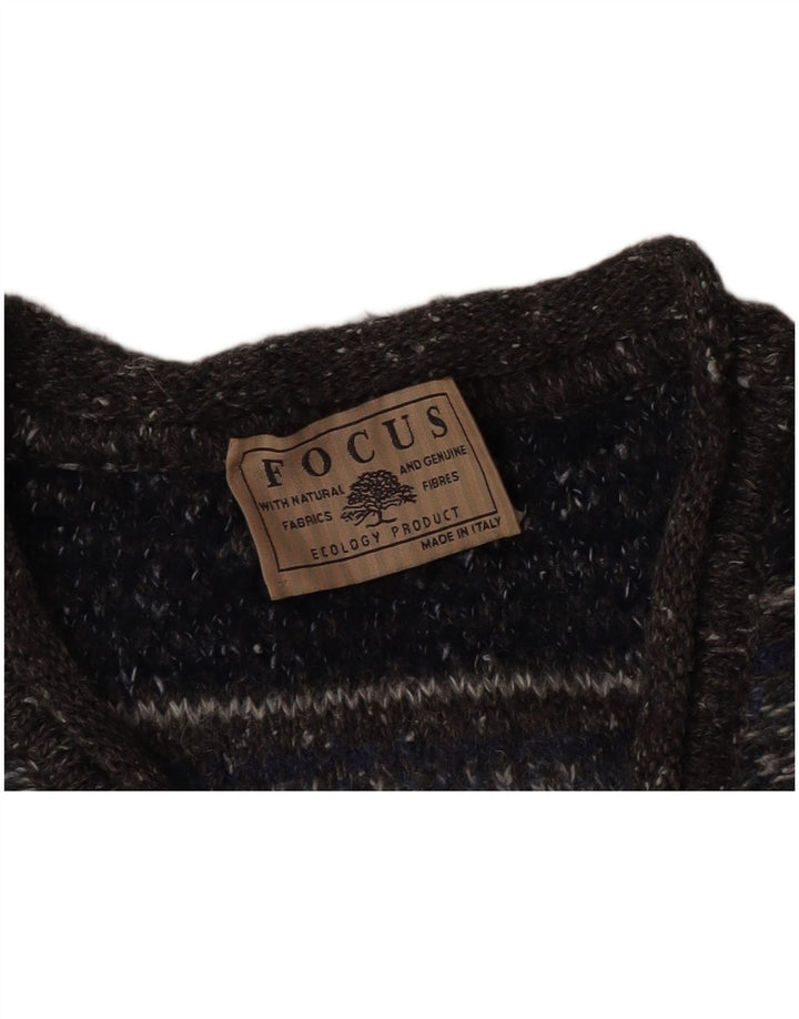 Vintage Herren V-Ausschnitt Pullover Pullover Mittelgrau gestreift