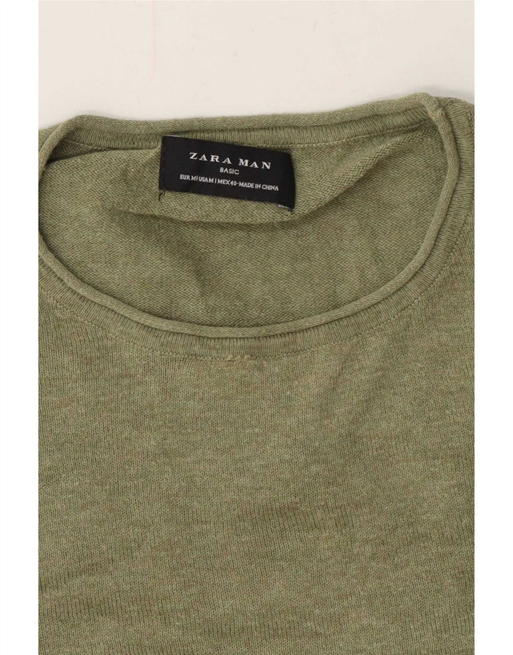 Zara Herren-Pullover mit Rundhalsausschnitt, Mittelgrün