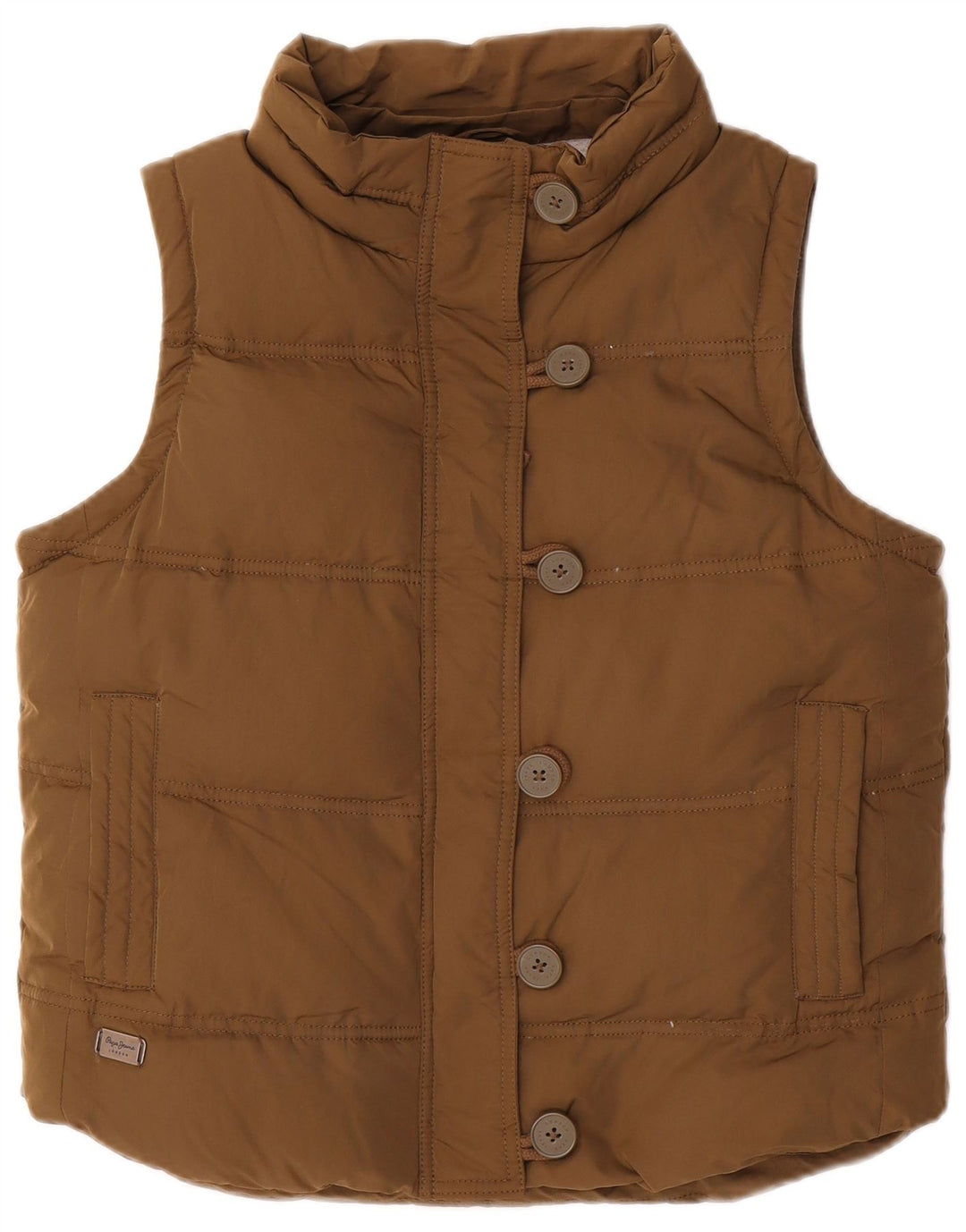 PEPE Jeans Damen Wattierte Weste UK 16 Large Khaki Polyester