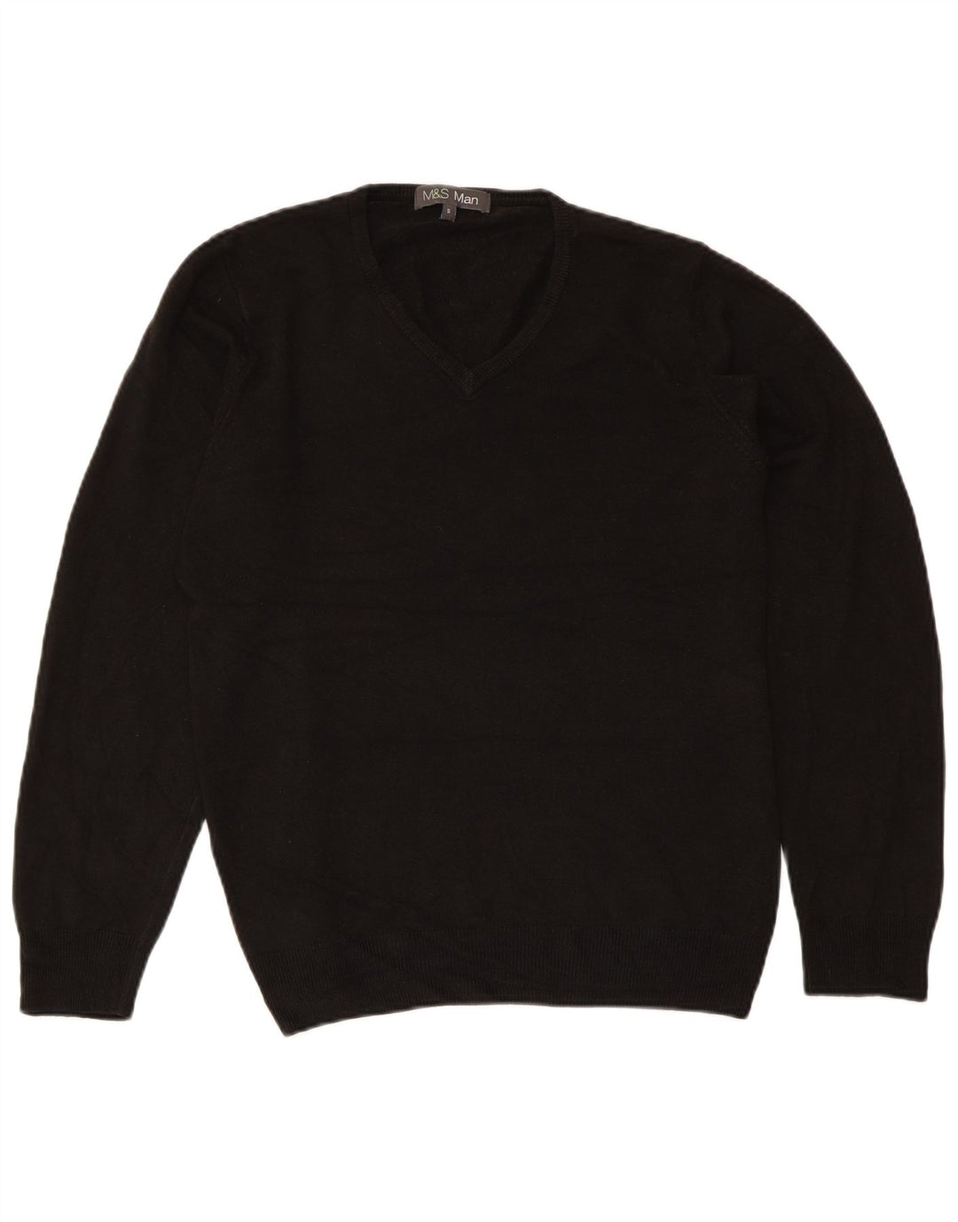 Marks & SPENCER Herren-Pullover mit V-Ausschnitt, klein, Acryl, Schwarz
