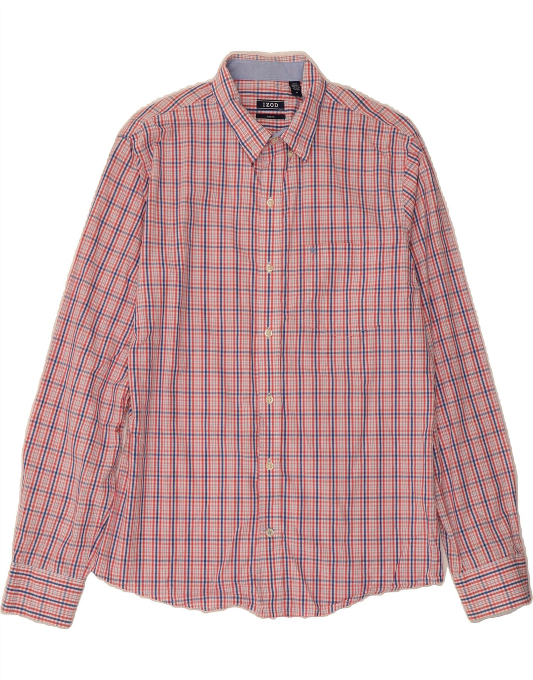 IZOD Mens Slim Fit Shirt Medium Red Check Cotton Vintage Izod and Second-Hand Izod from Messina Hembry 