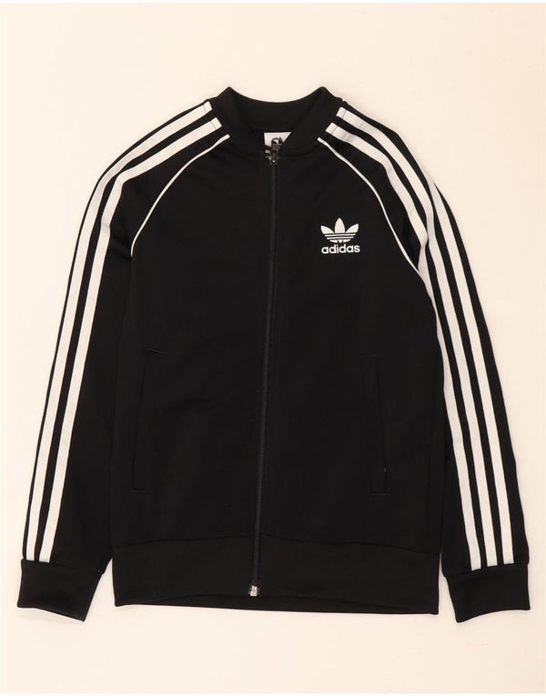 Adidas Jungen-Trainingsanzug-Top-Jacke, 8–9 Jahre, schwarzes Polyester