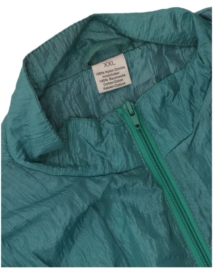 Vintage Herren Trainingsanzug Top Jacke 2XL Grün Nylon