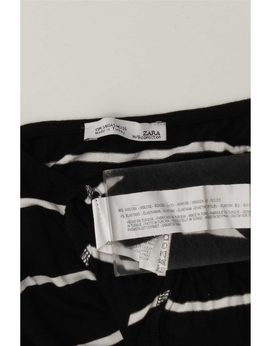 Zara Damen-Oversize-Oberteil mit langen Ärmeln, Gr. 10, Größe S, schwarz, gestreift, Viskose