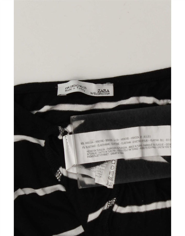 Zara Damen-Oversize-Oberteil mit langen Ärmeln, Gr. 10, Größe S, schwarz, gestreift, Viskose