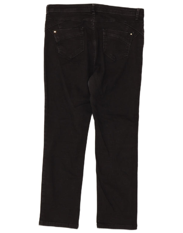 Marks & Spencer Damen kurze gerade Jeans UK 14 Large W34 L27 Schwarz