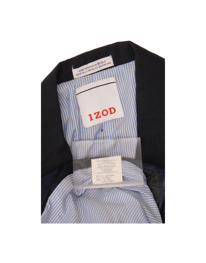 IZOD Boys 2 Button Blazer Jacket 15-16 Years XL Navy Blue Polyester