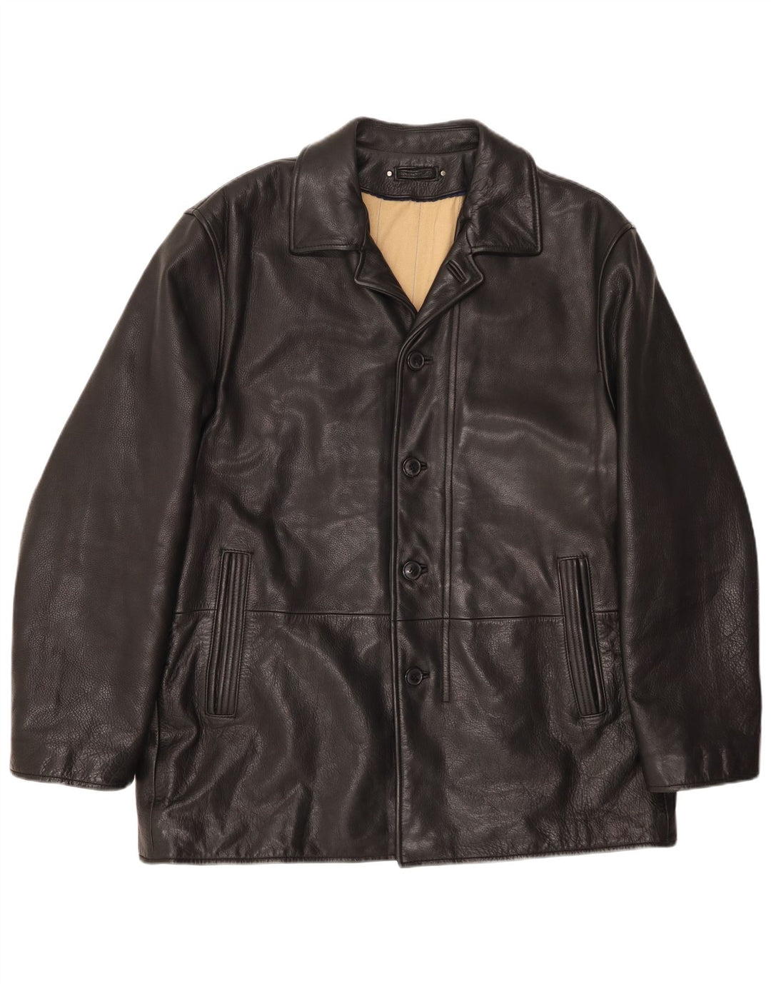 VINTAGE Herren Lederjacke UK 46 3XL Schwarzes Leder