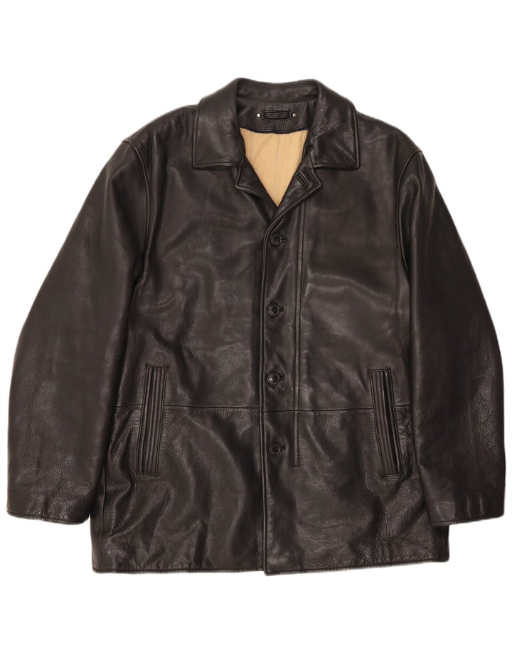 VINTAGE Herren Lederjacke UK 46 3XL Schwarzes Leder