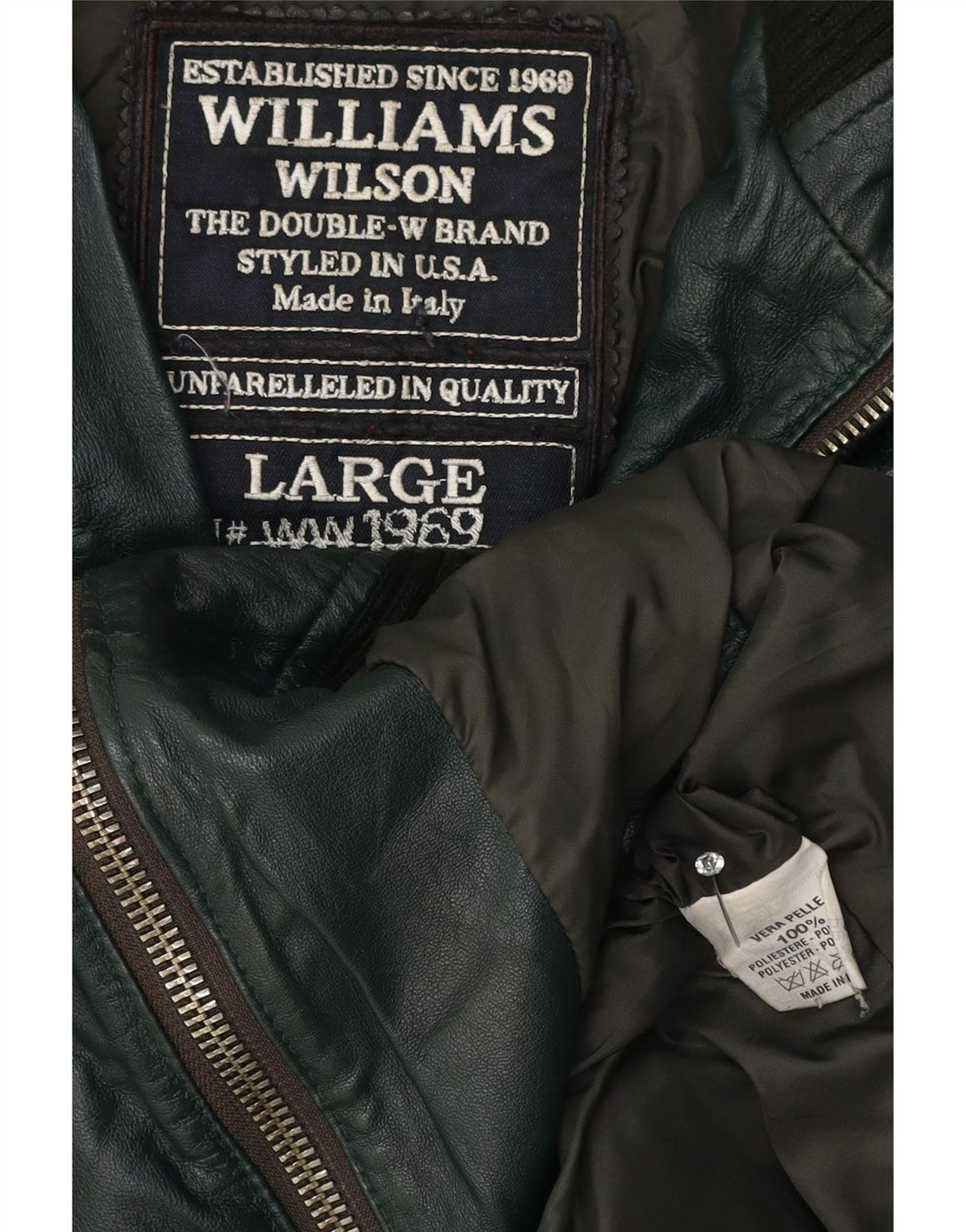 Williams Wilson Herren-Lederjacke, Größe 40, großes grünes Leder