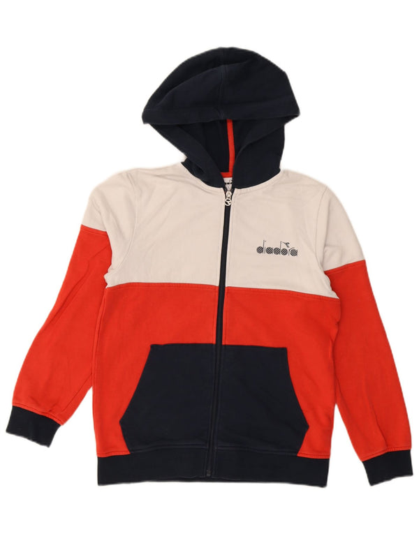 Diadora Jungen-Kapuzenpullover mit Reißverschluss, 11–12 Jahre, XL, mehrfarbig, Farbblock