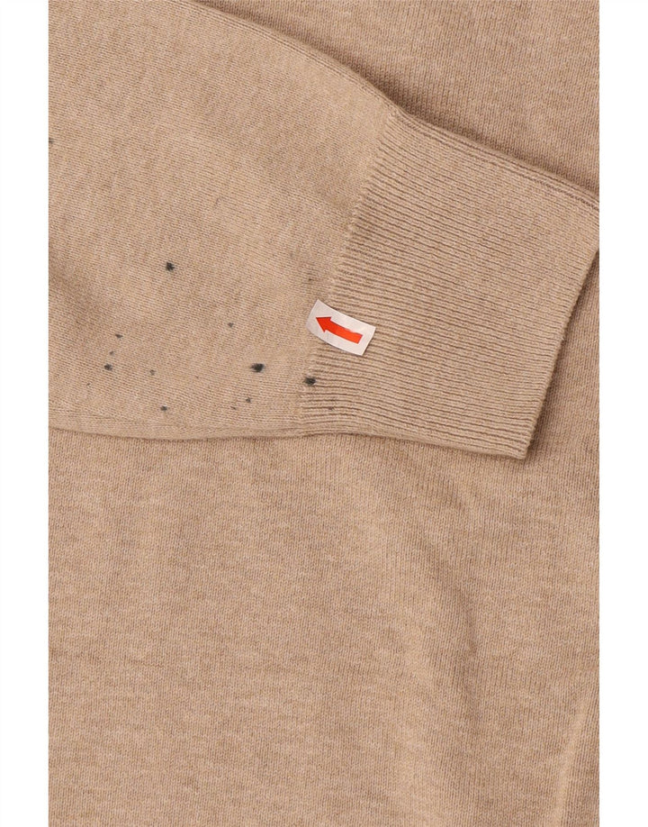 Marks & Spencer Herren-Pullover mit Rundhalsausschnitt, mittelbeige Baumwolle