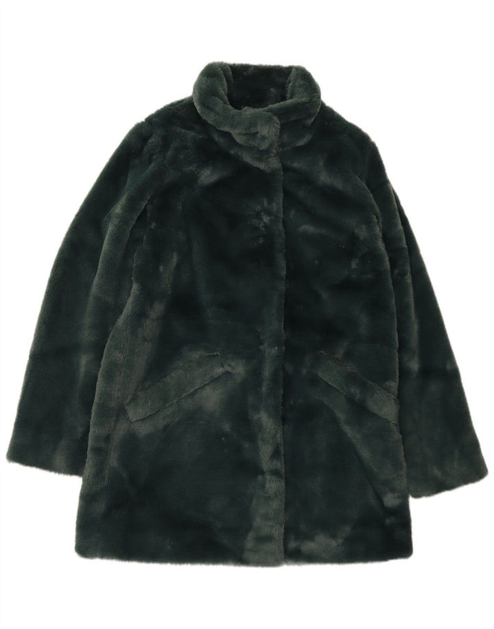 Fat Face Damen Übergroßer Kunstpelzmantel UK 10 Small Grün Polyester
