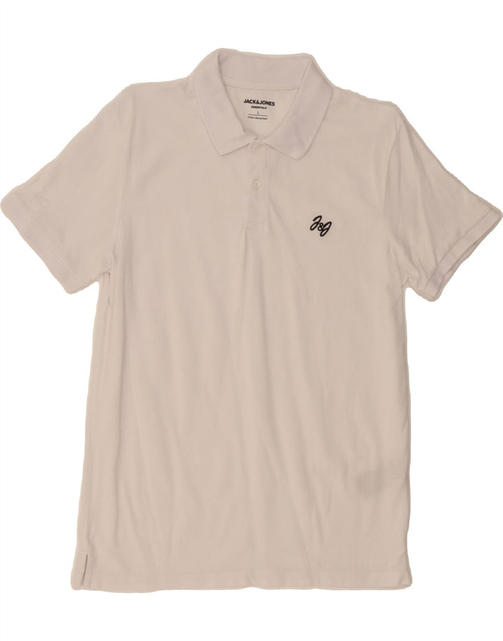 JACK & JONES Mens Polo Shirt Large White Cotton Vintage Jack & Jones and Second-Hand Jack & Jones from Messina Hembry 