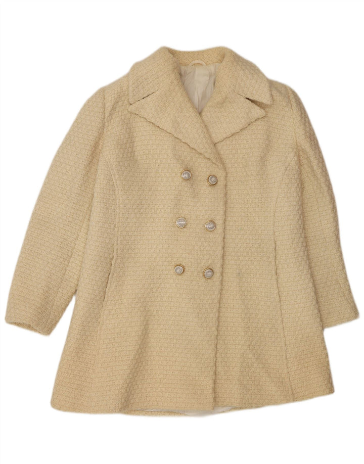 Vintage Damen Zweireihiger Mantel UK 14 Medium Beige