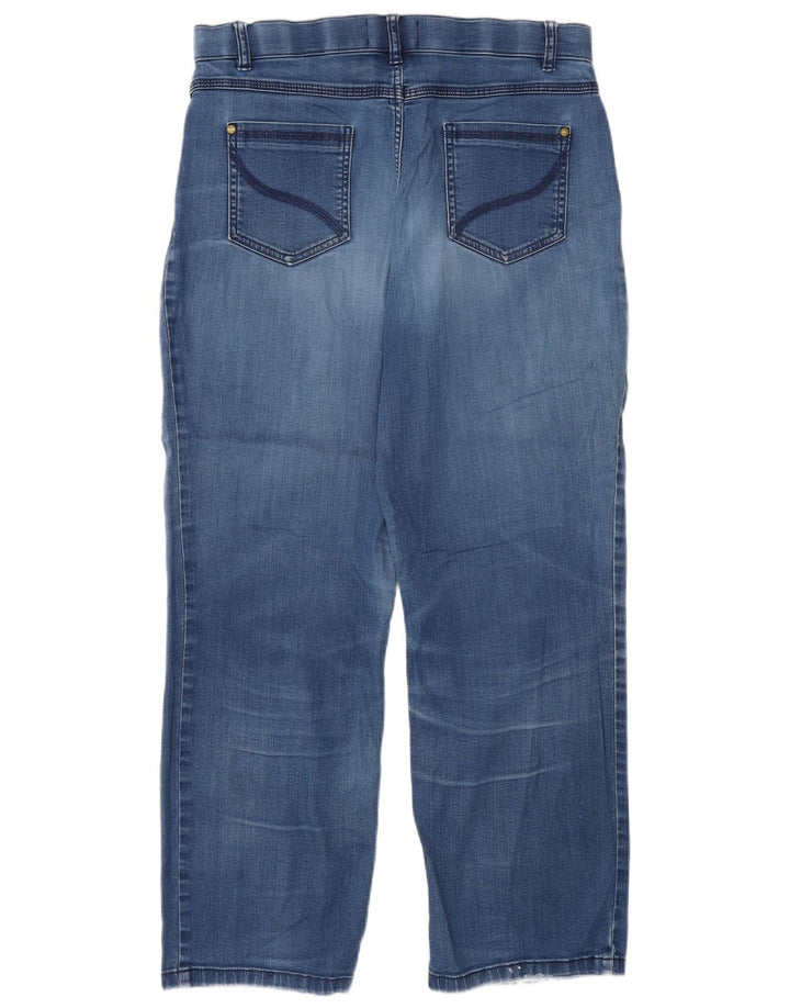 Marks & Spencer Damen Distressed Straight Jeans UK 12 Medium W28 L27 Blau