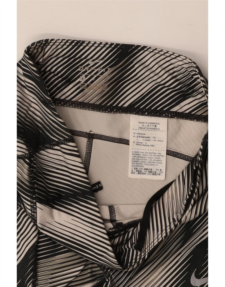 NIKE Womens Dri Fit Capri Leggings UK 10 Small  Black Striped Polyester Vintage Nike and Second-Hand Nike from Messina Hembry 