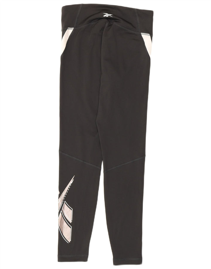 Reebok Damen Speed Wick Leggings UK 8/10 Small Schwarz Colourblock Polyester