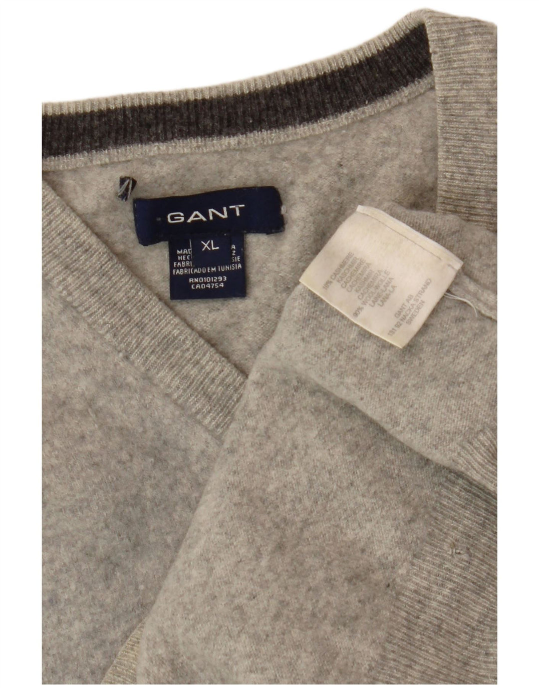 Gant Damen-Pullover mit V-Ausschnitt, UK 18, XL, graue Wolle