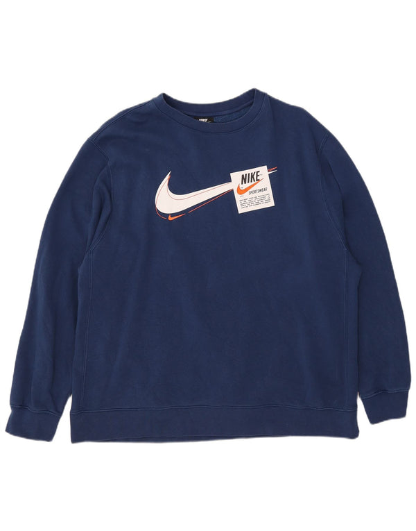 Nike Herren Grafik Sweatshirt Pullover XL Marineblau Baumwolle