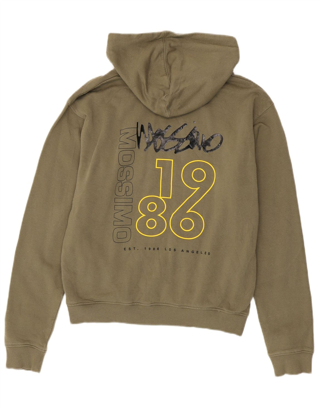 Mossimo Damen-Kapuzenpullover mit Grafik, US 12, Größe L, Khaki, Baumwolle