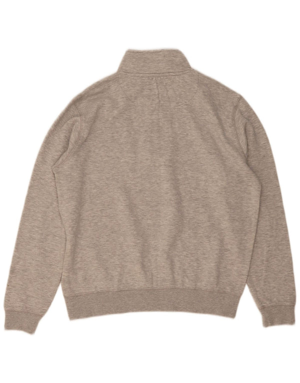 French Connection Herren-Sweatshirt mit Reißverschluss am Hals, groß, grau gesprenkelte Baumwolle
