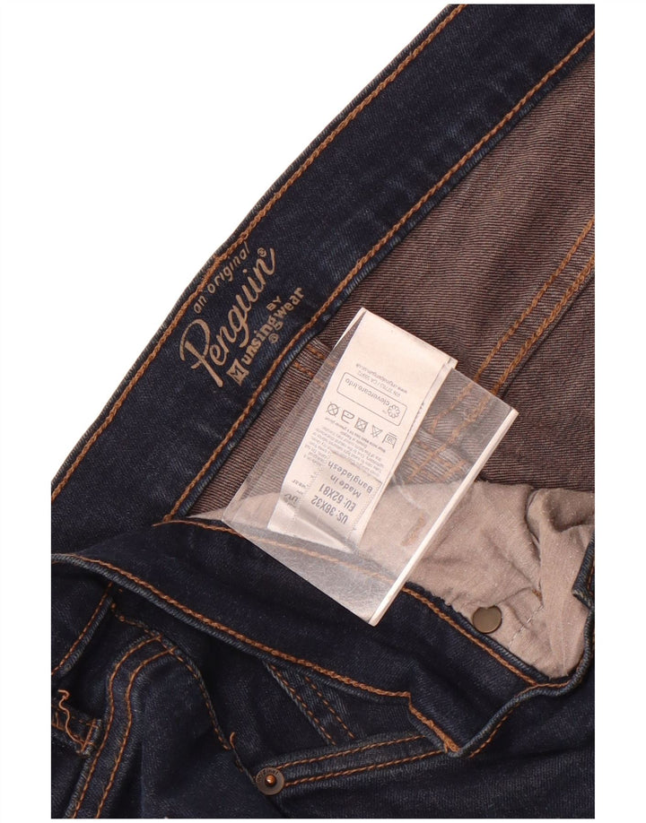 Penguin Herren Straight Jeans W36 L32 Marineblaue Baumwolle