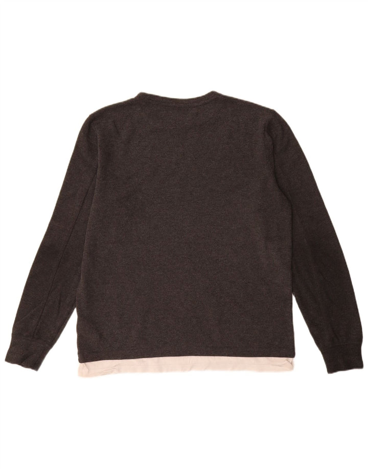 All Saints Herren Longline-Fit-Pullover mit U-Boot-Ausschnitt, Größe S, Grau