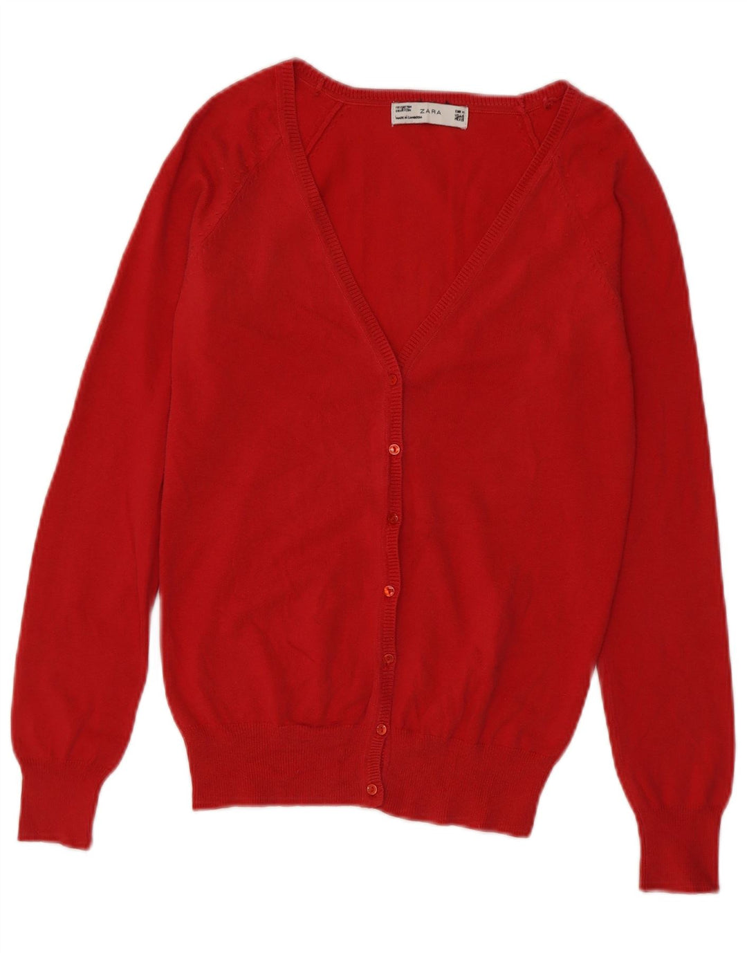 Zara Damen-Cardigan-Pullover UK 12 Mittelrote Baumwolle