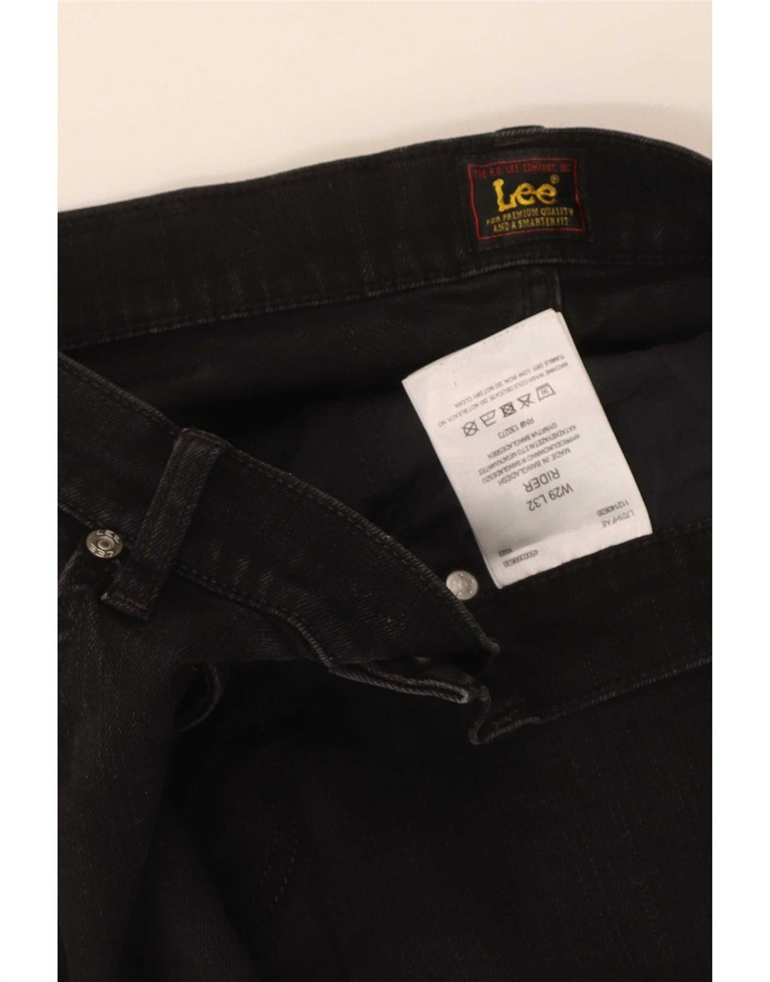 Lee Herren Rider Cropped Jeans W29 L25 Schwarze Baumwolle