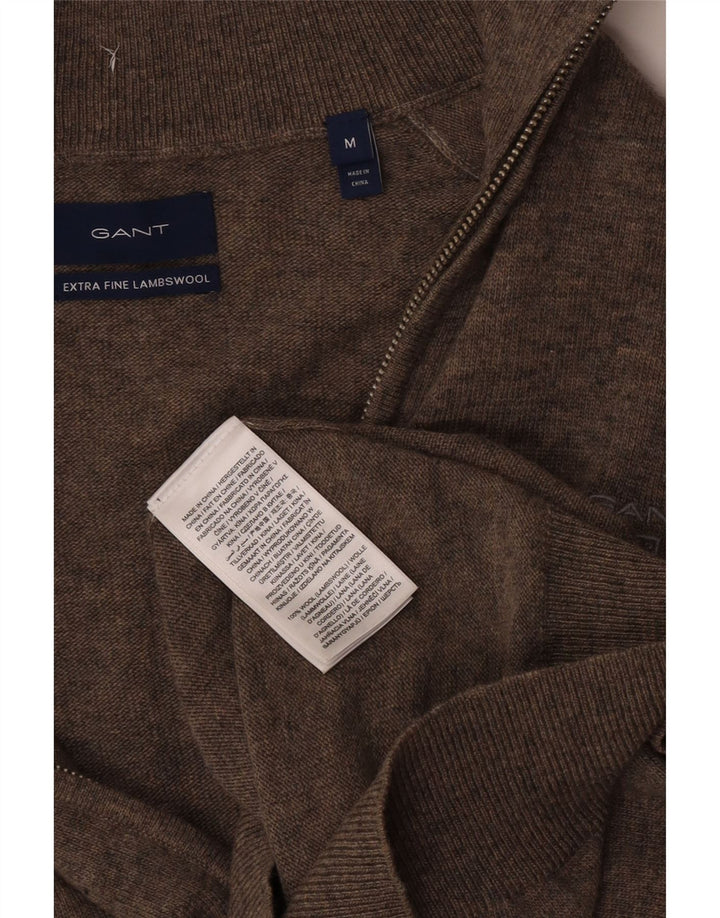 GANT Herren-Strickjacke aus mittelbraun gesprenkelter Wolle