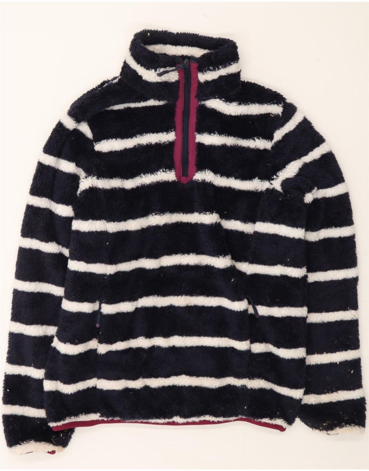 MOUNTAIN WAREHOUSE Womens Fleece Jumper UK 12 Medium Navy Blue Striped Vintage Mountain Warehouse and Second-Hand Mountain Warehouse from Messina Hembry 