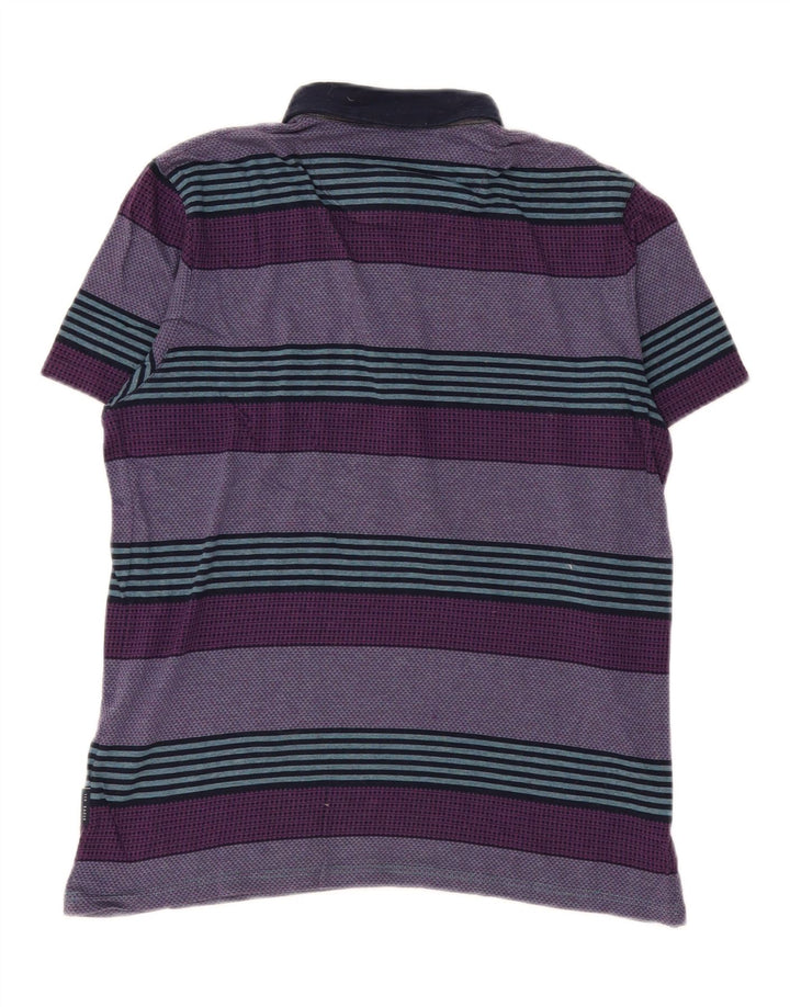Ted Baker Herren-Poloshirt, Größe 3, mittelviolett, gestreift, Baumwolle