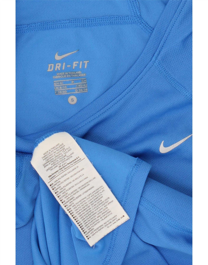 Nike Damen Dri Fit T-Shirt Top UK 8/10 Small Blau Polyester