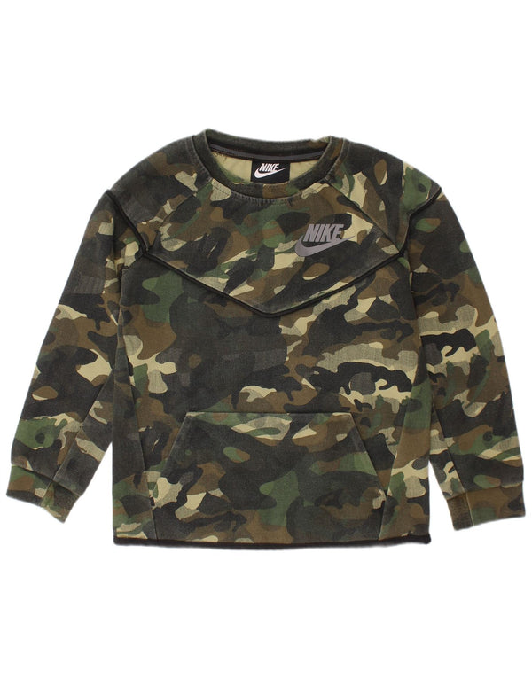 NIKE Grafik-Sweatshirt für Jungen, 5–6 Jahre, mittelgrün, Camouflage
