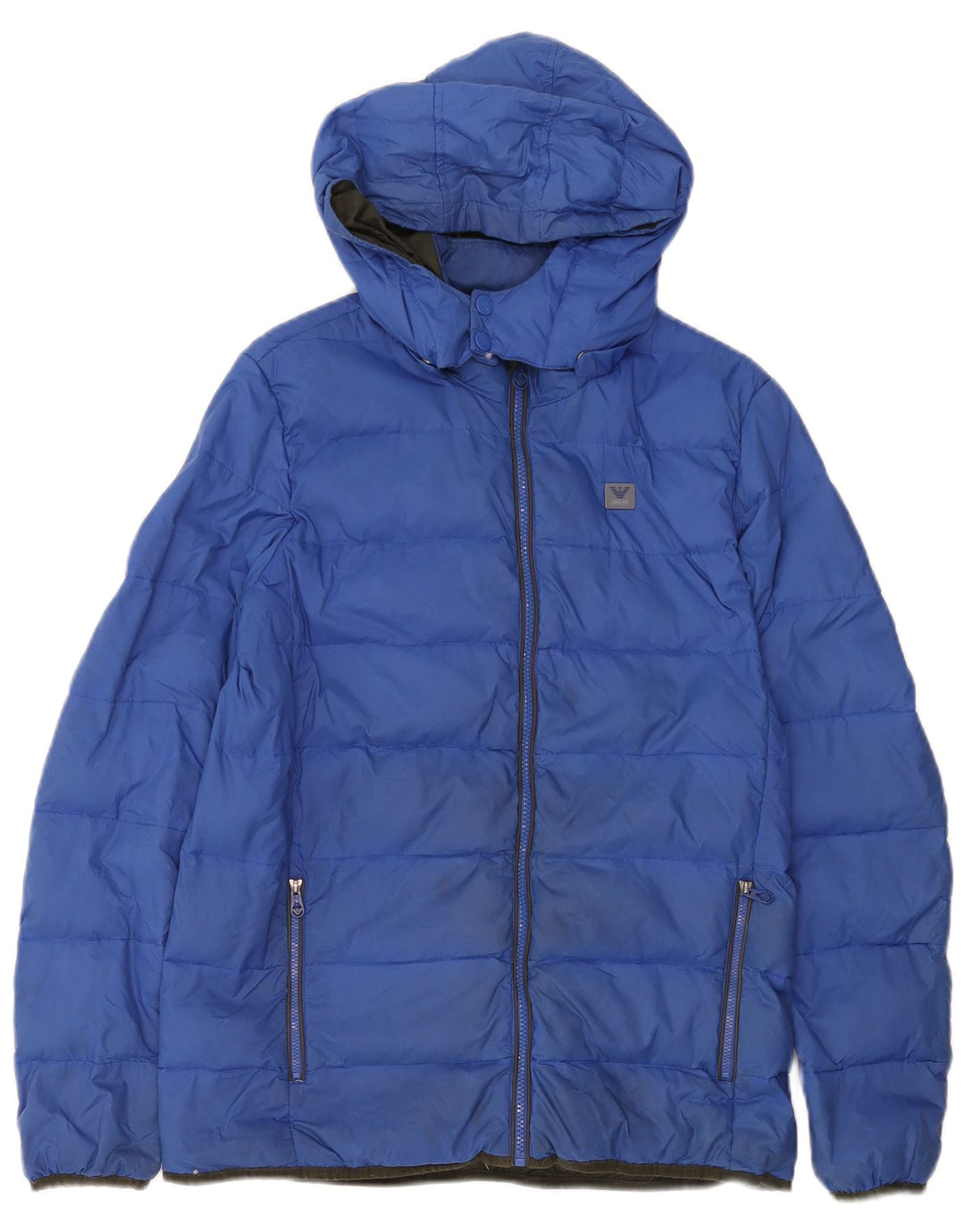 Armani Junior Boys Wattierte Jacke mit Kapuze, 15–16 Jahre, blaues Polyamid
