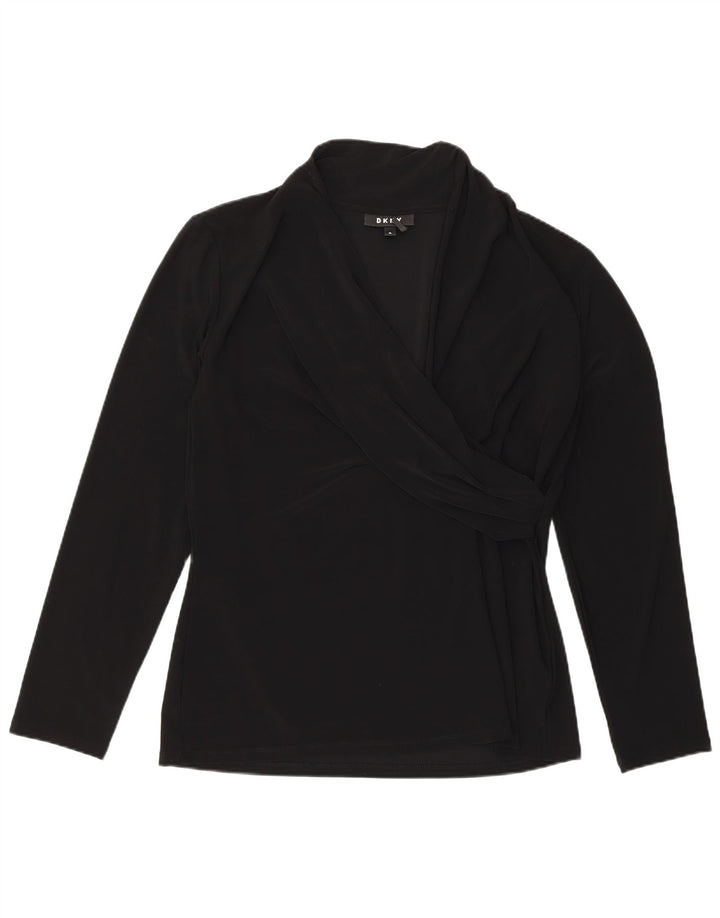 Dkny Damen Bluse Top UK 18 XL Schwarz Polyester