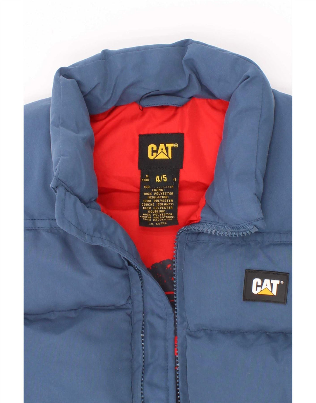 Wattierte Weste für Jungen von Caterpillar, 4–5 Jahre, blaues Polyester