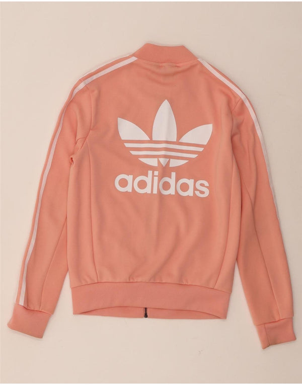 Adidas Damen Graphic Trainingsanzug Top Jacke UK 6 XS Orange Polyester