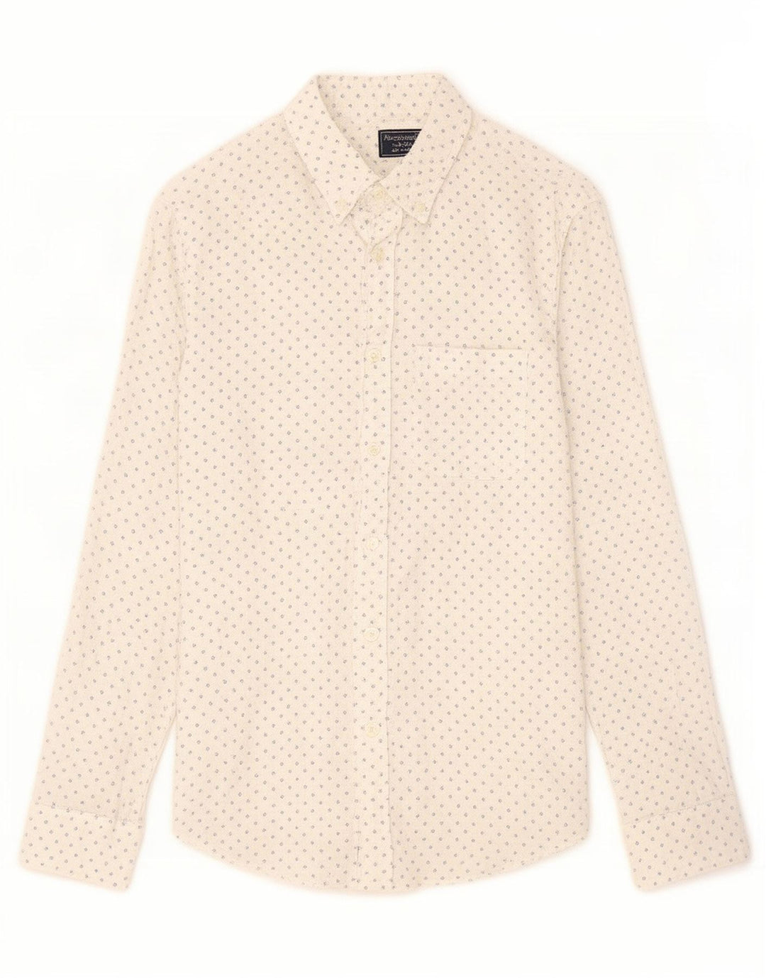 Abercrombie & Fitch Herrenhemd Mittelweißes geometrisches Leinen
