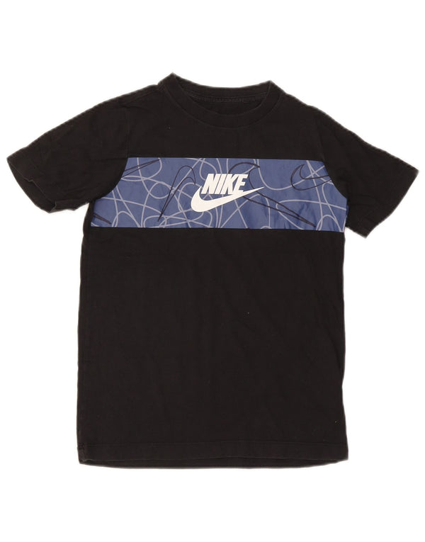 Nike Jungen-T-Shirt mit Grafik, mittelgroß, schwarz, geometrisch, Baumwolle, 10–11 Jahre