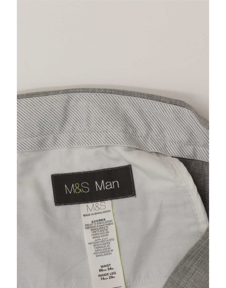 Marks & Spencer Herren-Anzughose mit Pegged-Anzug, W32, L29, graues Polyester