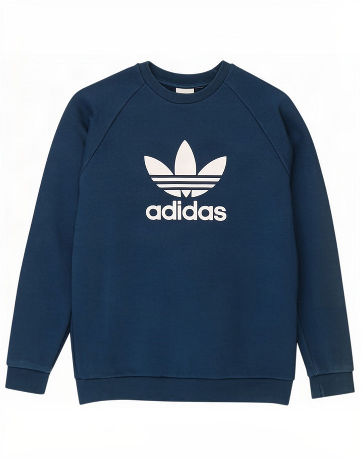 Adidas Herren Grafik-Sweatshirt-Pullover aus mittelblauer Baumwolle